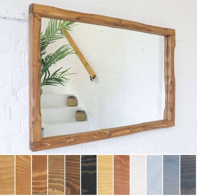 Wood Mirror - 5cm X Main Image Deep Oak Irregular Design Chunky Distressed Driftwood Style Chic Dark - image 1