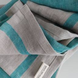 Striped Linen Bath Sheet, Stonewashed Lithuanian Towel - thumbnail 4