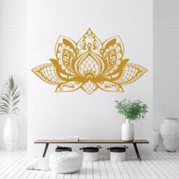 Lotus Flower Wall Decal/Mandala Sticker Decals Boho Art Decor Bohemian Yoga Gifts Studio - thumbnail 2