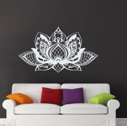 Lotus Flower Wall Decal/Mandala Sticker Decals Boho Art Decor Bohemian Yoga Gifts Studio - thumbnail 1
