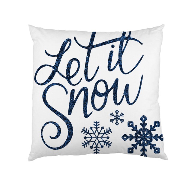 Let It Snow Winter Christmas Typograhy Inspirational Quote Cushion Case Covers, Velvet Textile With Or Without Inner