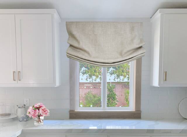 Custom Irish Linen Relaxed Roman Shade European Style Window Treatment - image 1