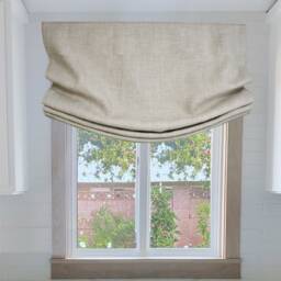 Custom Irish Linen Relaxed Roman Shade European Style Window Treatment - thumbnail 3