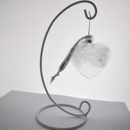 Bauble/Jewellery Display Stand. Metal Ornate Ornament Trinket Holder. White Half Moon Swirl Hanger - thumbnail 4