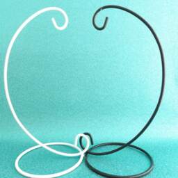 Bauble/Jewellery Display Stand. Metal Ornate Ornament Trinket Holder. White Half Moon Swirl Hanger - thumbnail 2