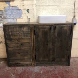 York - Combination Bathroom Furniture Handmade Reclaimed Timber Rustic Vanity Unit & Storage Cupboard - thumbnail 4