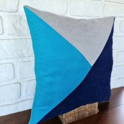 Triangle Design Pillow Cover Navy, Blue & Gray, Mid-Century Modern - 16x16'' - thumbnail 4