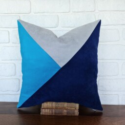 Triangle Design Pillow Cover Navy, Blue & Gray, Mid-Century Modern - 16x16'' - thumbnail 2