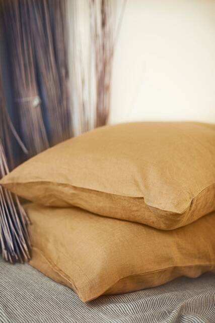 Deep Mustard Linen Pillow Case Made Of Softened Linen in Standard, Queen & King - image 1