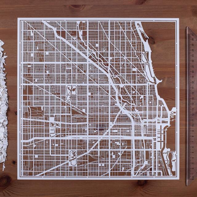 Paper Cut Map Chicago 12??12 In. Art Ideal Gifts - image 1