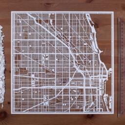 Paper Cut Map Chicago 12??12 In. Art Ideal Gifts - thumbnail 1