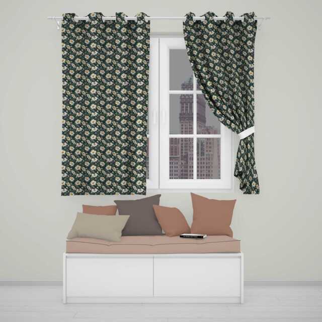 White Daisy Floral Seamless Pattern Elegant Botanical Garden Design Readymade Eyelet Ring Top Thermal 100% Blackout Curtains - image 1