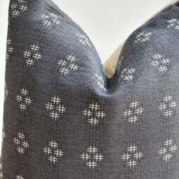 Hmong Hemp Pillow Cover Gray Striped Lumbar, Bohemian Decor - thumbnail 2