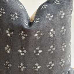 Hmong Hemp Pillow Cover Gray Striped Lumbar, Bohemian Decor - thumbnail 3