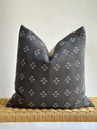 Hmong Hemp Pillow Cover Gray Striped Lumbar, Bohemian Decor - thumbnail 1