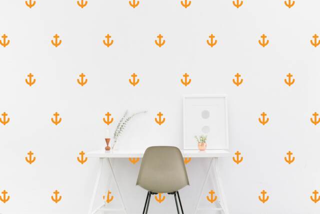 Anchor Nautical Wall Decal Kids Room Marine Wall Sticker, Bedroom Pattern Wallpaper Vinyl Decals, Nursery Stickers Home Decor - image 1