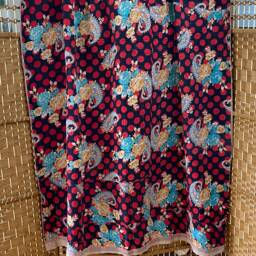 Sale Kantha Throw - Turquoise & Red On Black. Reverse Beige Plaid. Unique/One Of A Kind/Vintage/Boho - thumbnail 2