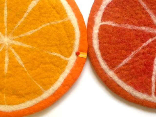 Handfelted Seat Cushion As Fruit Slice Orange - image 1