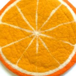 Handfelted Seat Cushion As Fruit Slice Orange - thumbnail 2