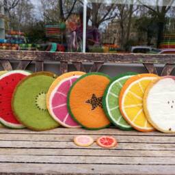 Handfelted Seat Cushion As Fruit Slice Orange - thumbnail 4