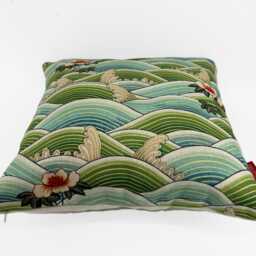 Japanese Wave Cushion Cover 45 X cm, Cotton Linen Throw Pillow, Hokusai Sofa - thumbnail 3