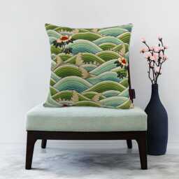 Japanese Wave Cushion Cover 45 X cm, Cotton Linen Throw Pillow, Hokusai Sofa
