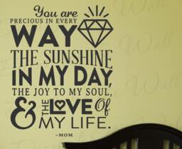 You Are Precious in Every Way Sunshine My Day Joy Soul & The Love Of Life Mom Mother Baby Kids Nursery Birth Wall Decal Vinyl Art Q97 - thumbnail 1