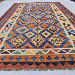 6x9 Ft Living Room Kilim Rug - Afghan Handmade Vibrant Rug, Antique Style Decor - thumbnail 4