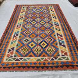 6x9 Ft Living Room Kilim Rug - Afghan Handmade Vibrant Rug, Antique Style Decor - thumbnail 2