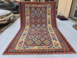 6x9 Ft Living Room Kilim Rug - Afghan Handmade Vibrant Rug, Antique Style Decor - thumbnail 1