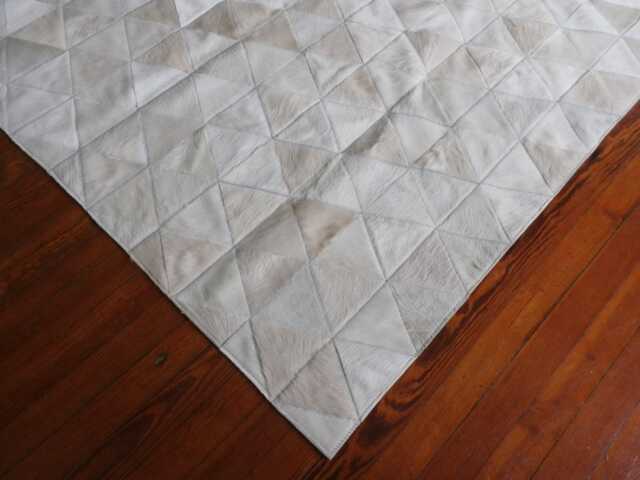 White Triangle Cowhide Rug - Soft Patchwork Leather - image 1