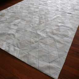 White Triangle Cowhide Rug - Soft Patchwork Leather - thumbnail 3