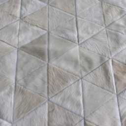 White Triangle Cowhide Rug - Soft Patchwork Leather - thumbnail 2