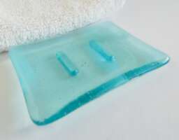 streaky Aqua Fused Glass Soap Dish By Bprdesigns - thumbnail 1