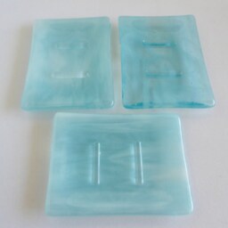 streaky Aqua Fused Glass Soap Dish By Bprdesigns - thumbnail 4