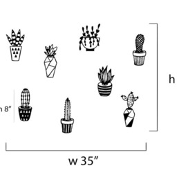Cactus Sticker , Playroom Wall Decals, Cactus Stickers, Scandinavian Nursery, Modern Decals, Cacti Decal, Cactus Mural - thumbnail 2
