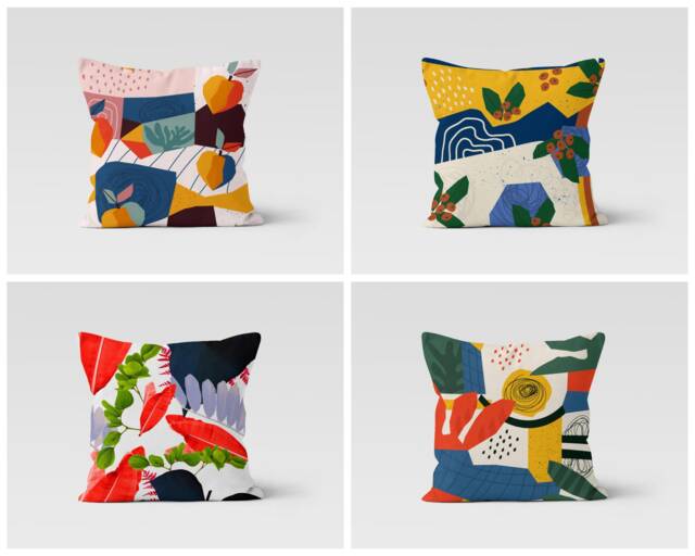 Abstract Cushion Cover-Geometric Colorful Pillow Case-Garden Party Cushion Cover-Housewarming Case-Gift For Her-Handmade Material - image 1