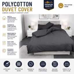 Polycotton Plain Dyed Duvet Quilt Cover Bedding Set With Matching Pillowcases Single , Double, King, Super King - thumbnail 2