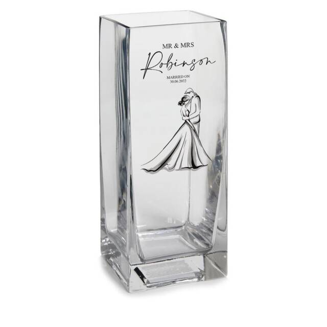 Personalised Wedding Or Anniversary Flower Vase Gift Present With Couple - image 1