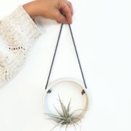 Tillandsia Holder Speckled Ceramic , Air Plant Handmade Planter Small Wall Vase - thumbnail 3