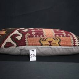 "Kilim Pillow, Wool Kilim Cousin From Anatolia , 12""x24" - thumbnail 3