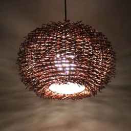 Handwoven Rattan Pendant Light, Rattan Ceiling Lamp, Vintage Lighting, Bird Nest Hanging Lamp, Rattan Light, Eco-Friendly Light - thumbnail 2