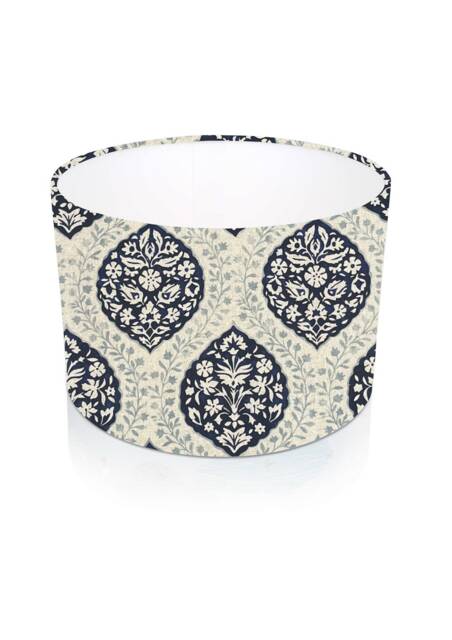 Dehli Indigo Fabric Lampshade, Abstract Floral, Handmade Home Decor - image 1