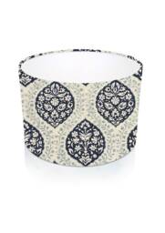 Dehli Indigo Fabric Lampshade, Abstract Floral, Handmade Home Decor - thumbnail 1