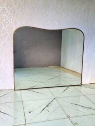 Italian Curved Antiqued Brass Mirror Butterfly Irregular Floor Gold Bathroom Aesthetic Luxurious Wall