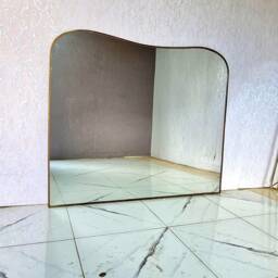 Italian Curved Antiqued Brass Mirror Butterfly Irregular Floor Gold Bathroom Aesthetic Luxurious Wall - thumbnail 2