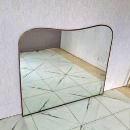 Italian Curved Antiqued Brass Mirror Butterfly Irregular Floor Gold Bathroom Aesthetic Luxurious Wall - thumbnail 3