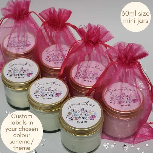 Personalised Baby Shower Favours Mini Soy Scented Candle Guest Gifts - image 1
