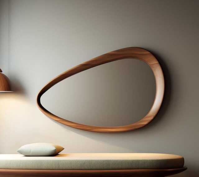 Asymmetric Solid Wood Mirror - Rustic Bathroom & Living Room Decor - image 1