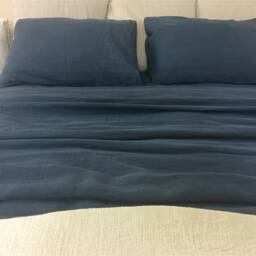 Navy Linen Duvet Cover, Yarn Dyed Deep Blue Bedding, Available in Queen, King, Twin, Full, Or Custom Size - thumbnail 2